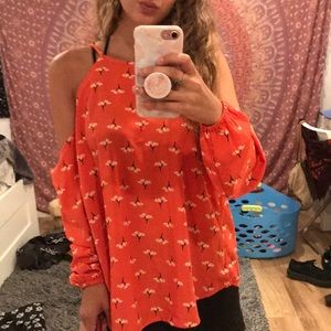 Orange floral off the shoulder top